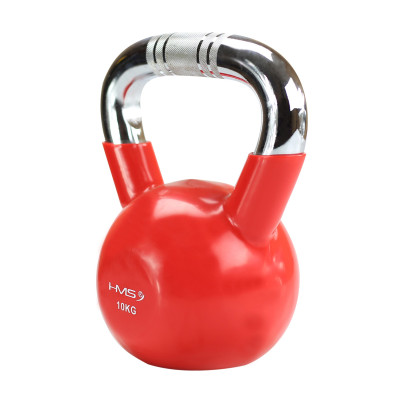 RED VERCHROMTER GRIFF GERÄNDELT KETTLEBELL AUS GUSSEISEN HMS
