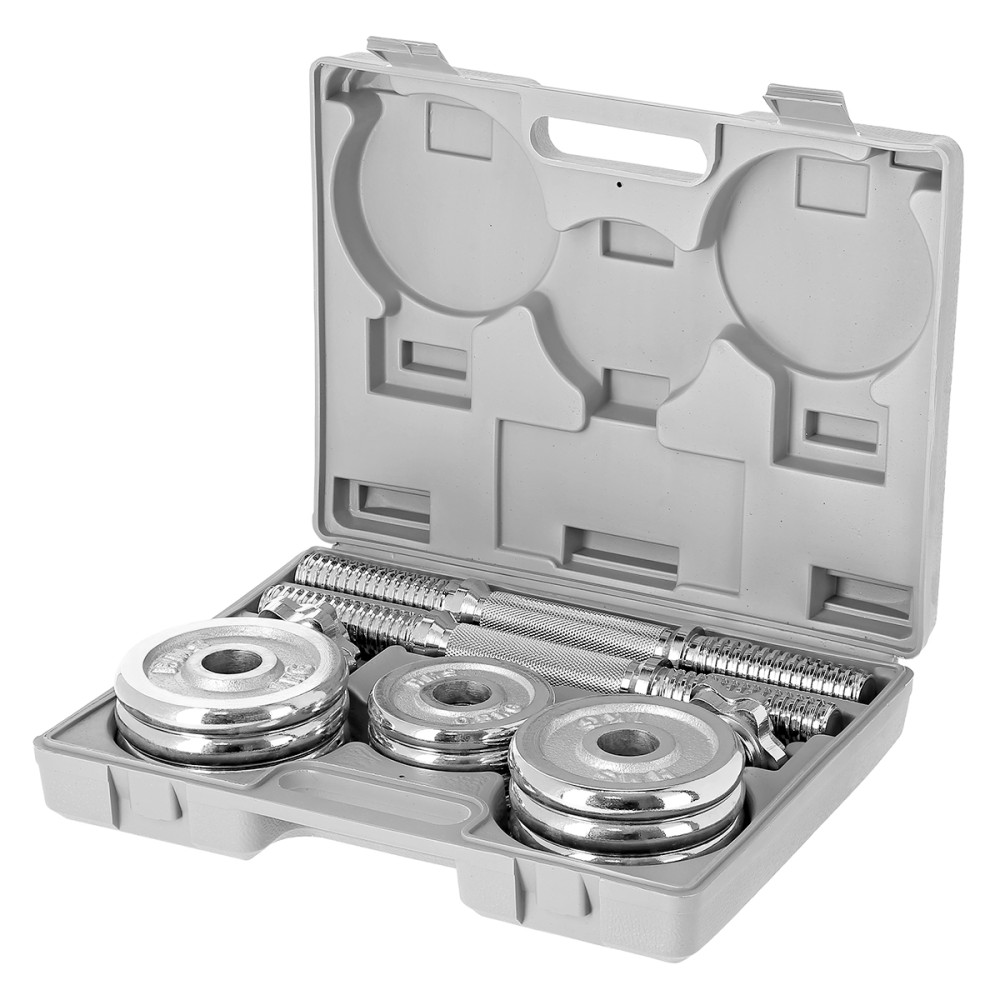 KURZHANTELN IM KOFFER 2 x 7,5 KG CHROME HMS