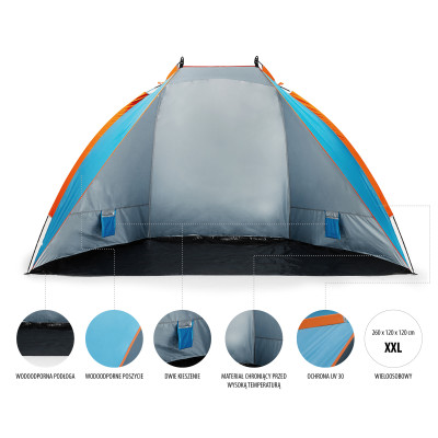 STRANDZELT BLAU 260x120x120 CM NILS CAMP