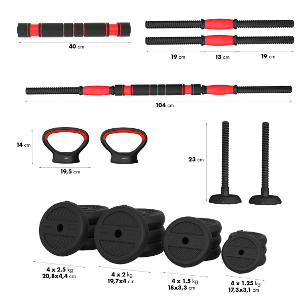 PRO SET 6-IN-1 SET MIT GEWICHTEN 30KG HMS