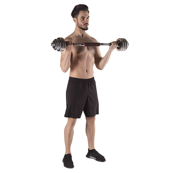 KURZHANTEL-LANGHANTEL IM KOFFER CRHOM 2x15 KG HMS