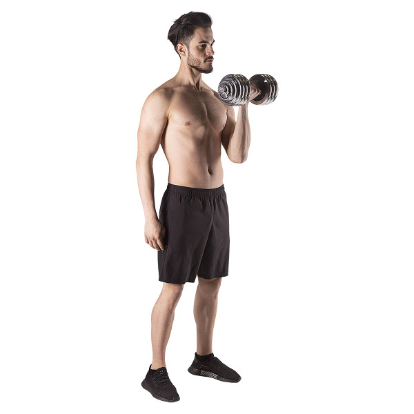 KURZHANTEL-LANGHANTEL IM KOFFER CRHOM 2x15 KG HMS