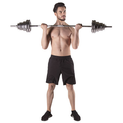 KURZHANTEL-LANGHANTEL IM KOFFER CHROM 2x25 KG HMS