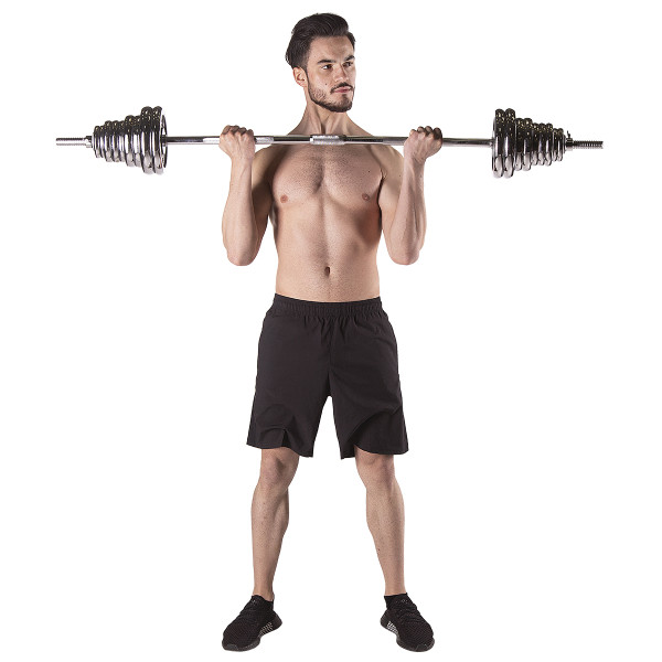 KURZHANTEL-LANGHANTEL IM KOFFER CHROM 2x25 KG HMS