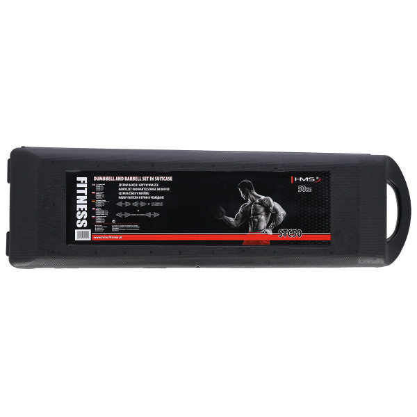 KURZHANTEL-LANGHANTEL IM KOFFER CHROM 2x25 KG HMS