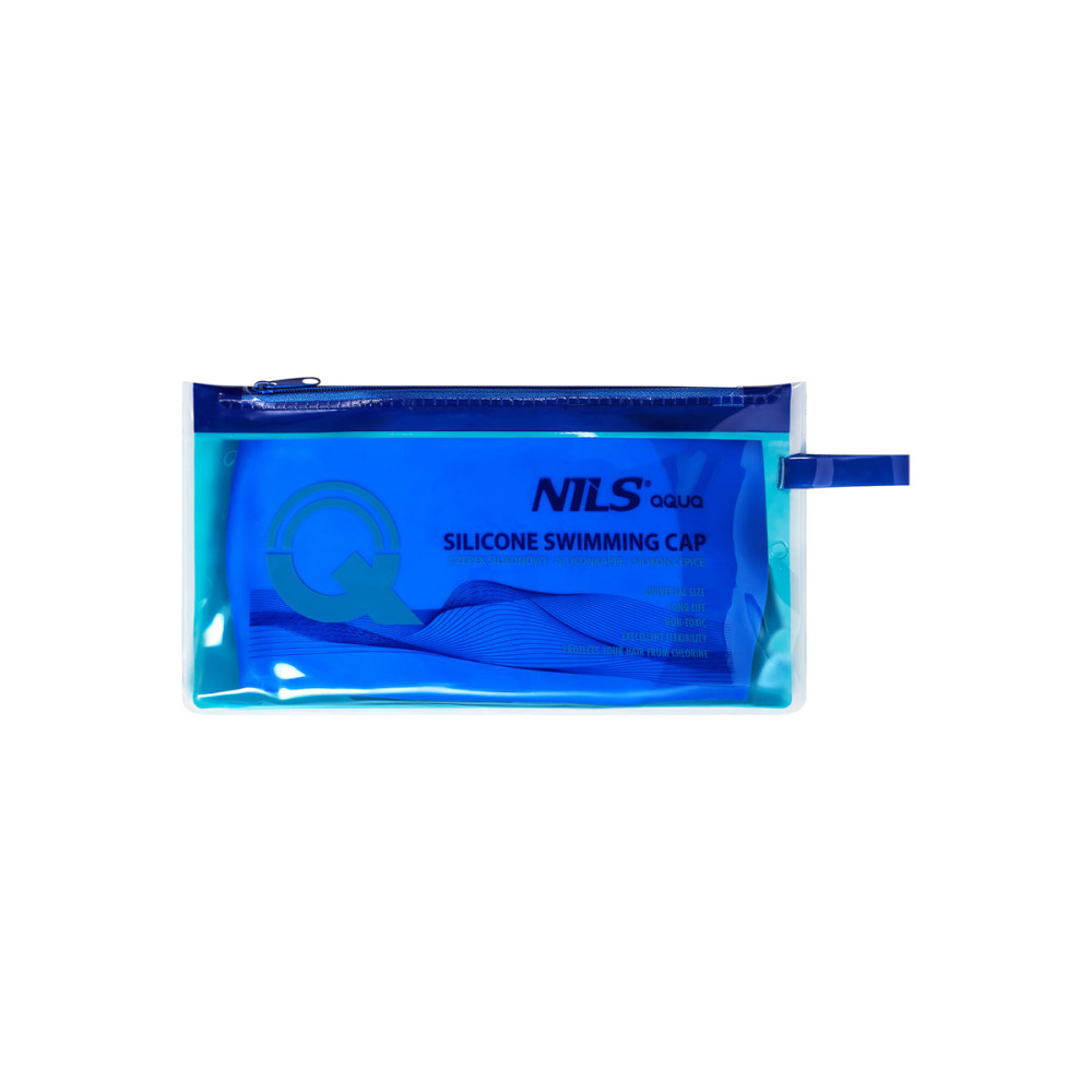 EINFARBIG BLAU BADEKAPPE FÜR LANGE HAARE SILIKON NILS AQUA