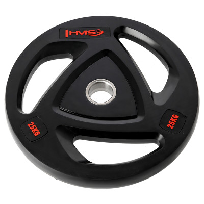 SCHWARZ OLYMPISCHE HANTELSCHEIBE MIT GUMMIUMMANTELUNG 25...