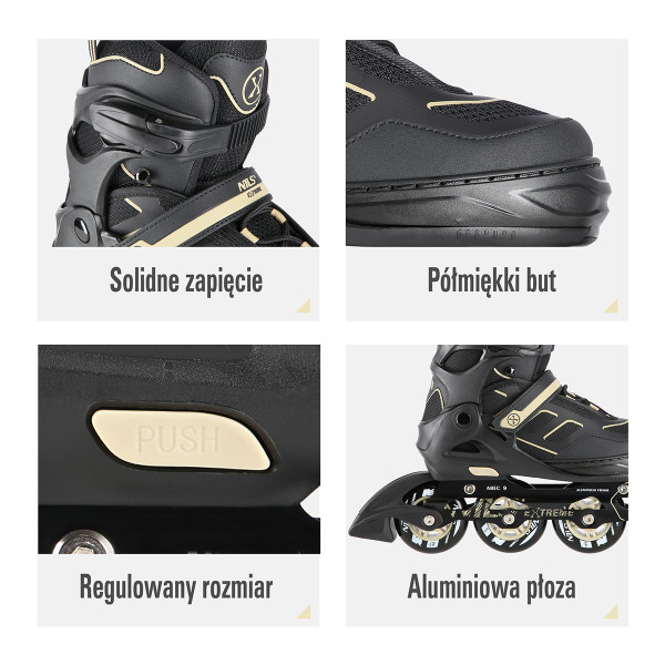 A SCHWARZ-BEIGE GRÖßE S (31-34) INLINER NILS EXTREME