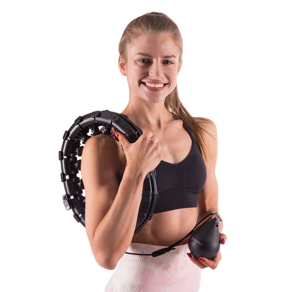 SCHWARZ HULA-HOOP-REIFEN MIT MASSAGEPUNKTEN UND SCHWERKRAFTBALL HMS