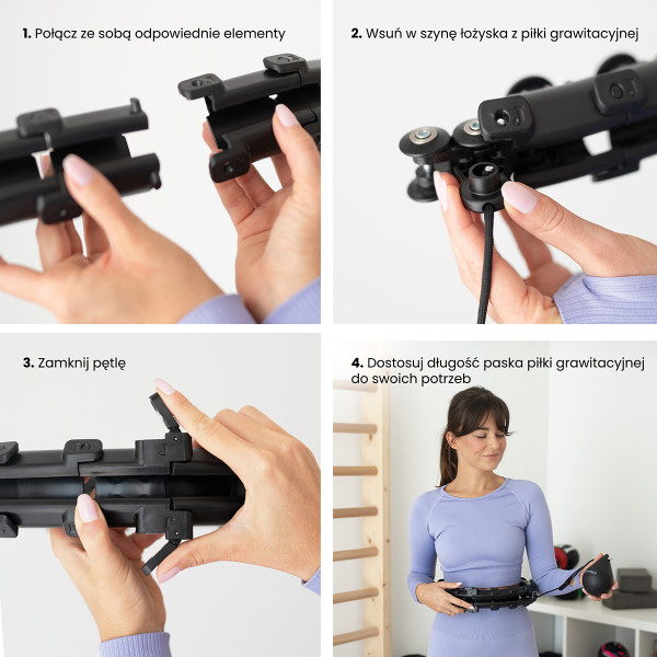 SCHWARZ HULA-HOOP-REIFEN MIT MASSAGEPUNKTEN UND SCHWERKRAFTBALL HMS