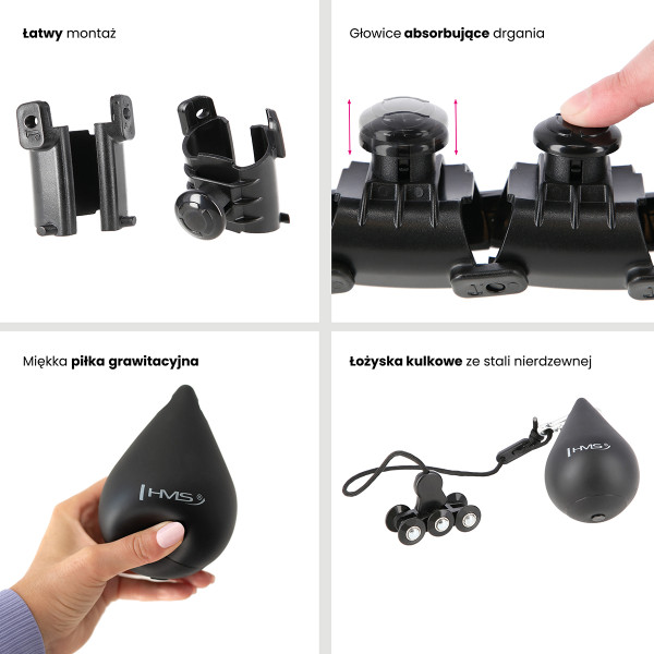 SCHWARZ HULA-HOOP-REIFEN MIT MASSAGEPUNKTEN UND SCHWERKRAFTBALL HMS