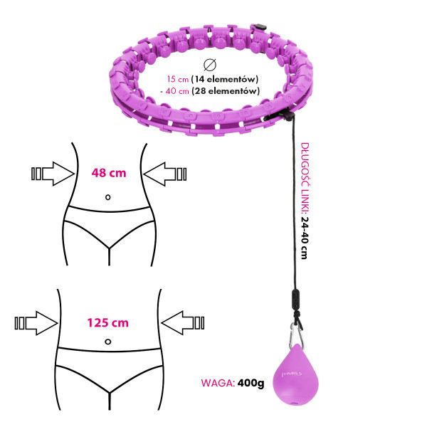 PLUS SIZE VIOLET HULA-HOOP-REIFEN MIT MASSAGEPUNKTEN UND SCHWERKRAFTBALL HMS