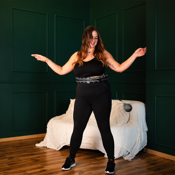 PLUS SIZE BLACK HULA-HOOP-REIFEN MIT MASSAGEPUNKTEN UND SCHWERKRAFTBALL HMS