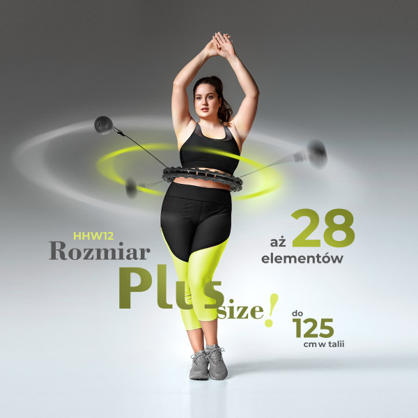 PLUS SIZE BLACK HULA-HOOP-REIFEN MIT MASSAGEPUNKTEN UND SCHWERKRAFTBALL HMS
