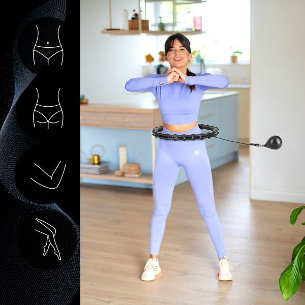 HULA-HOOP-REIFEN BLACK MIT MASSAGEPUNKTEN UND SCHWERKRAFTBALL HMS