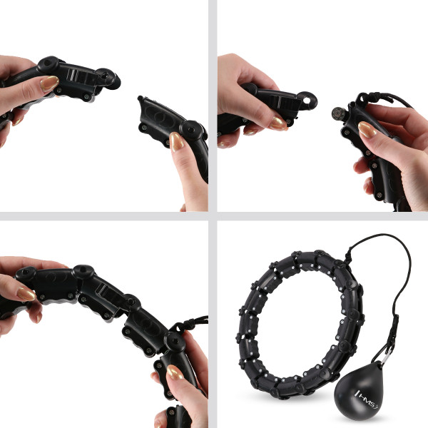 HULA-HOOP-REIFEN BLACK MIT MASSAGEPUNKTEN UND SCHWERKRAFTBALL HMS