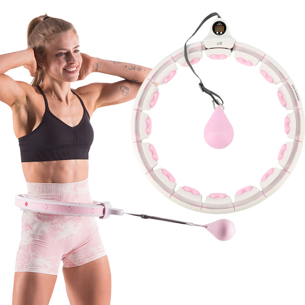 ROSA HULA-HOOP-REIFEN MIT MASSAGEPUNKTEN UND SCHWERKRAFTBALL + ZÄHLER HMS