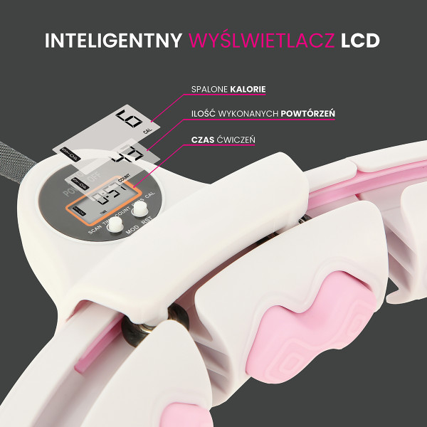 ROSA HULA-HOOP-REIFEN MIT MASSAGEPUNKTEN UND SCHWERKRAFTBALL + ZÄHLER HMS