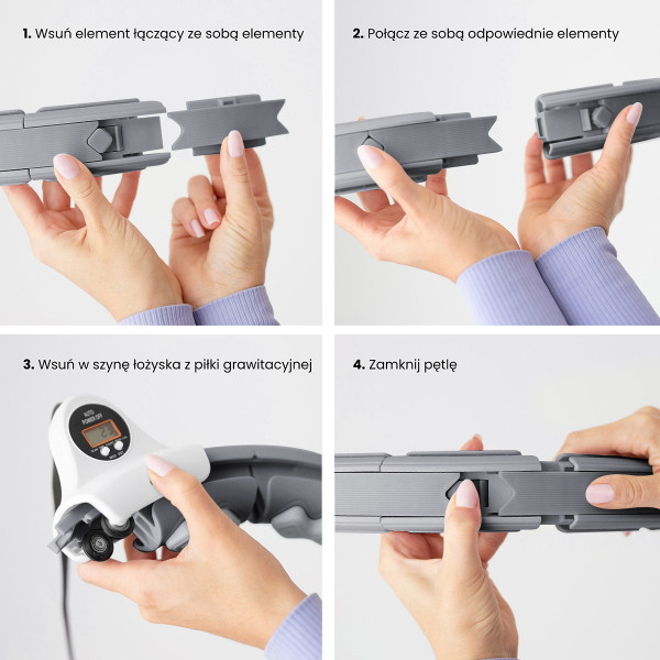 BLACK HULA-HOOP-REIFEN MIT MASSAGEPUNKTEN UND SCHWERKRAFTBALL + ZÄHLER HMS