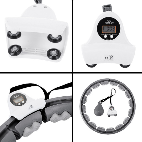 BLACK HULA-HOOP-REIFEN MIT MASSAGEPUNKTEN UND SCHWERKRAFTBALL + ZÄHLER HMS