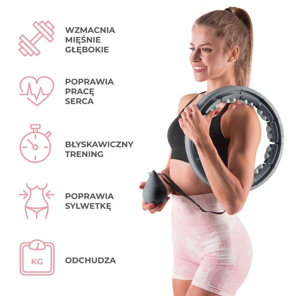 BLACK HULA-HOOP-REIFEN MIT MASSAGEPUNKTEN UND SCHWERKRAFTBALL + ZÄHLER HMS