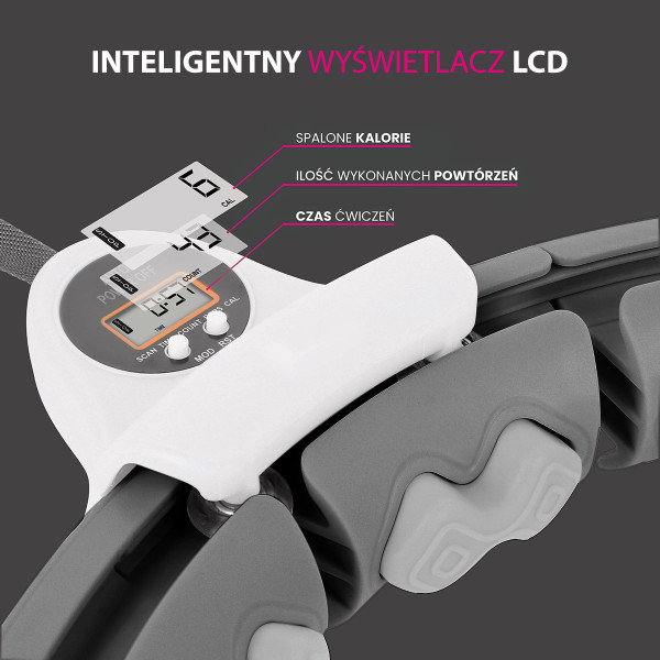 BLACK HULA-HOOP-REIFEN MIT MASSAGEPUNKTEN UND SCHWERKRAFTBALL + ZÄHLER HMS