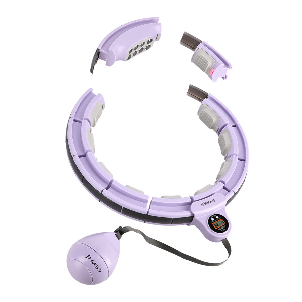 HULA-HOOP-REIFEN VIOLET MIT MASSAGEPUNKTEN UND SCHWERKRAFTBALL + ZÄHLER HMS
