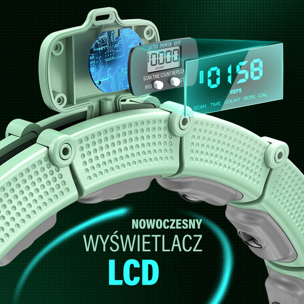 HULA-HOOP-REIFEN GREEN MIT MAGNETEN UND SCHWERKRAFTBALL + ZÄHLER HMS