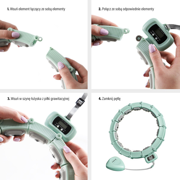 HULA-HOOP-REIFEN GREEN MIT MAGNETEN UND SCHWERKRAFTBALL + ZÄHLER HMS