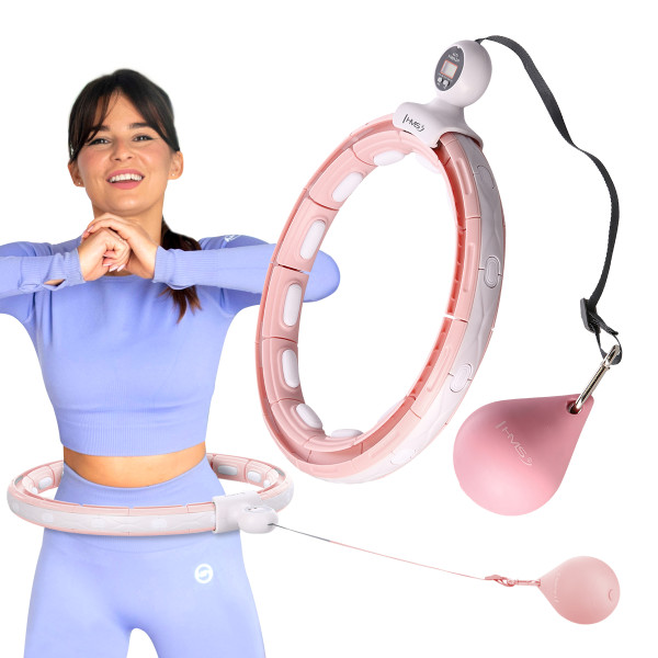 HULA-HOOP-REIFEN PINK MIT MAGNETEN UND SCHWERKRAFTBALL + ZÄHLER HMS
