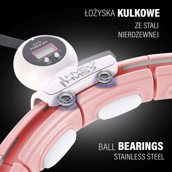 HULA-HOOP-REIFEN PINK MIT MAGNETEN UND SCHWERKRAFTBALL + ZÄHLER HMS