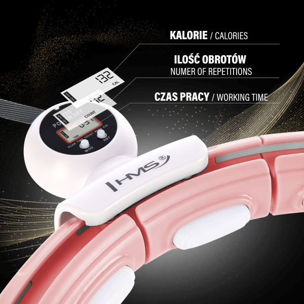 HULA-HOOP-REIFEN PINK MIT MAGNETEN UND SCHWERKRAFTBALL + ZÄHLER HMS