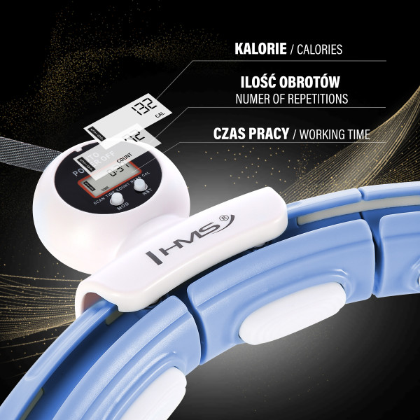 HULA-HOOP-REIFEN BLUE MIT MAGNETEN UND SCHWERKRAFTBALL + ZÄHLER HMS