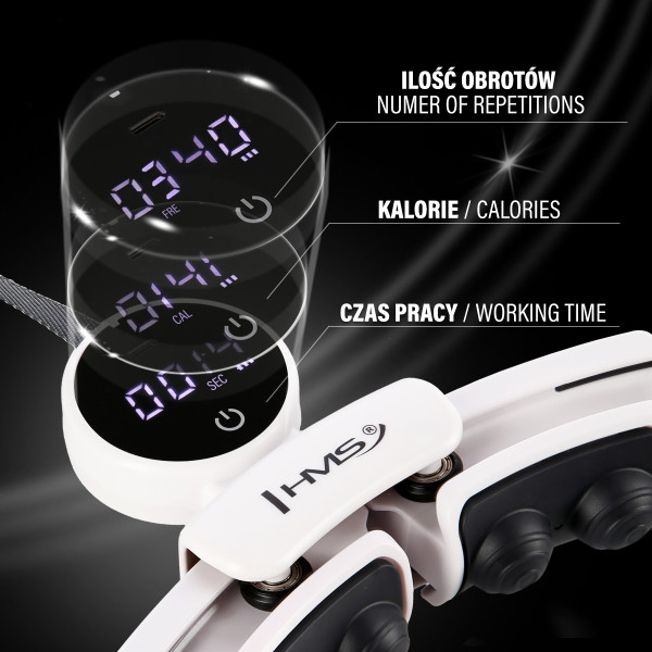 HULA-HOOP-REIFEN WHITE MIT MAGNETEN UND SCHWERKRAFTBALL + ZÄHLER HMS