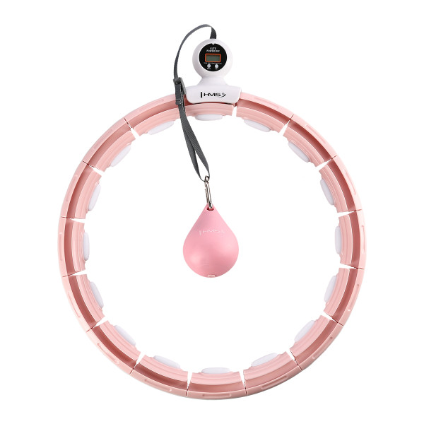 HHM15 HULA-HOOP-REIFEN PINK MIT MAGNETEN UND ZÄHLER HMS + SLIMMING-GURT BR163 RED
