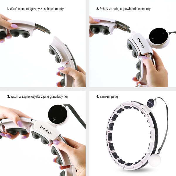HHM16 HULA-HOOP-REIFEN PINK MIT MAGNETEN UND ZÄHLER HMS + SLIMMING-GURT BR163 BLACK