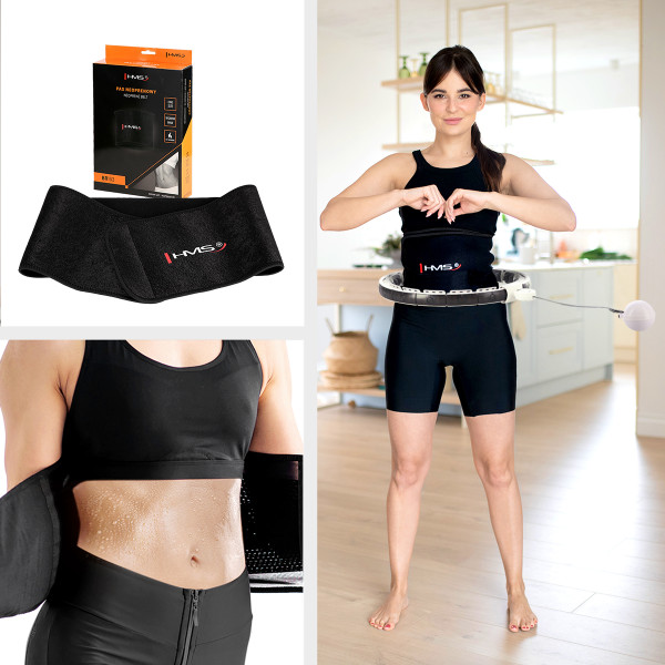 HHM16 HULA-HOOP-REIFEN PINK MIT MAGNETEN UND ZÄHLER HMS + SLIMMING-GURT BR163 BLACK