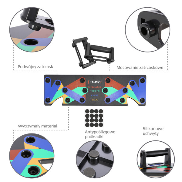 MULTIFUNKTIONALES LIEGESTÜTZBRETT SCHWARZ HMS