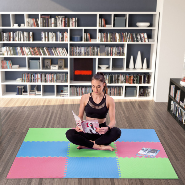 MULTIPACK GRÜN-BLAU-ROT PUZZLE-MATTE UNTERLEGMATTE 60x60x1,0 9 St. ONE FITNESS