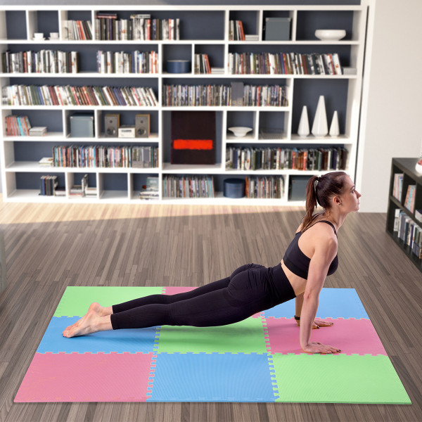 MULTIPACK GRÜN-BLAU-ROT PUZZLE-MATTE UNTERLEGMATTE 60x60x1,0 9 St. ONE FITNESS