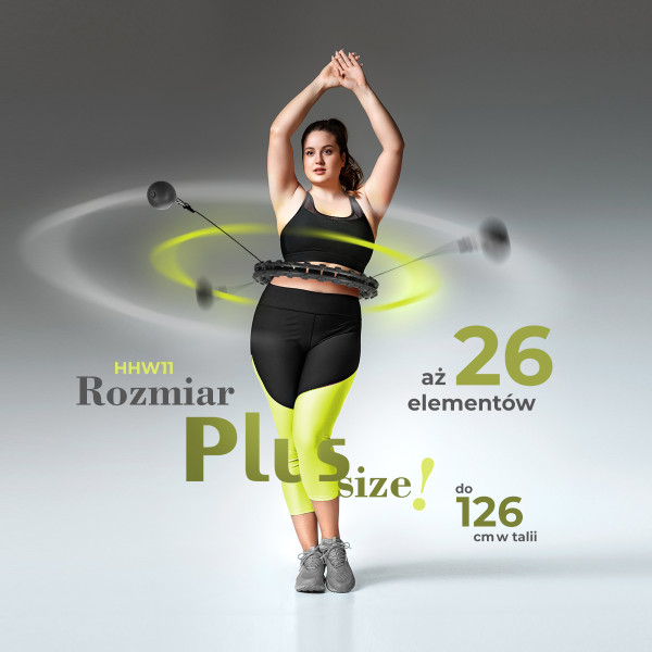 PLUS SIZE HULA-HOOP-REIFEN BLACK MIT MASSAGEPUNKTEN UND SCHWERKRAFTBALL HMS