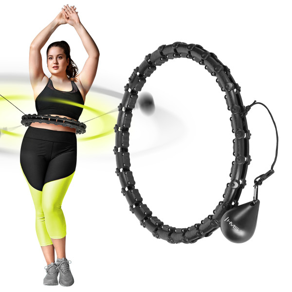 PLUS SIZE HULA-HOOP-REIFEN BLACK MIT MASSAGEPUNKTEN UND SCHWERKRAFTBALL HMS