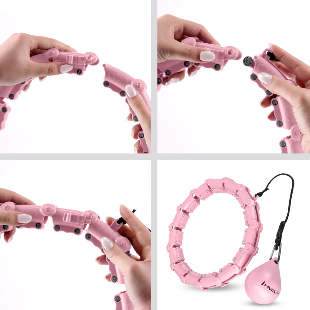 PLUS SIZE HULA-HOOP-REIFEN LIGHT PINK MIT MASSAGEPUNKTEN UND SCHWERKRAFTBALL HMS