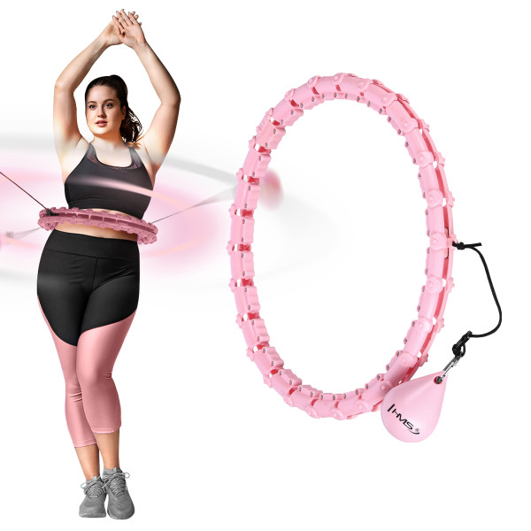 PLUS SIZE HULA-HOOP-REIFEN LIGHT PINK MIT MASSAGEPUNKTEN UND SCHWERKRAFTBALL HMS