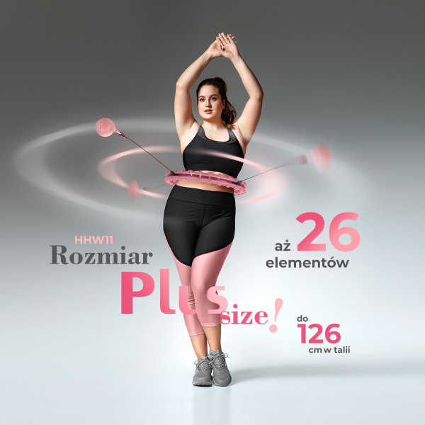 PLUS SIZE HULA-HOOP-REIFEN LIGHT PINK MIT MASSAGEPUNKTEN UND SCHWERKRAFTBALL HMS