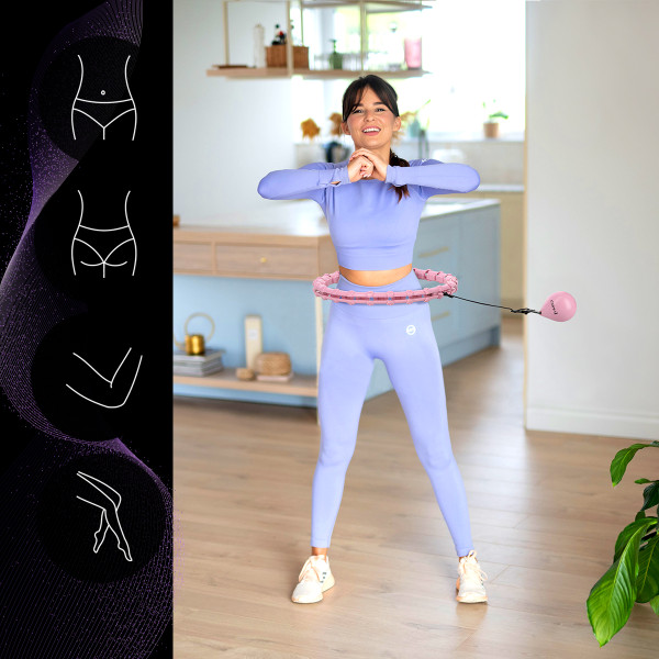 PLUS SIZE HULA-HOOP-REIFEN LIGHT PINK MIT MASSAGEPUNKTEN UND SCHWERKRAFTBALL HMS