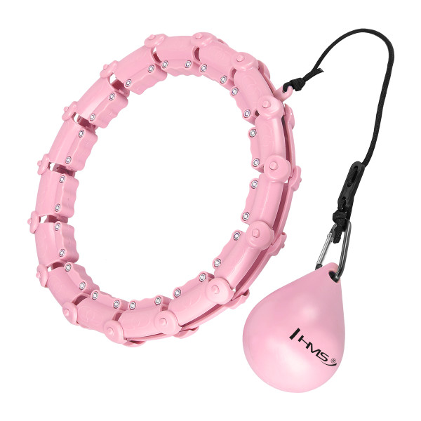 PLUS SIZE HULA-HOOP-REIFEN LIGHT PINK MIT MASSAGEPUNKTEN UND SCHWERKRAFTBALL HMS
