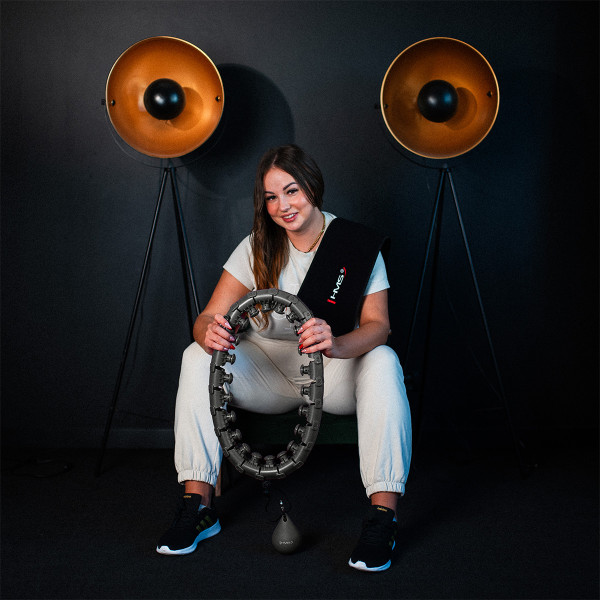 HHW12 HULA-HOOP-REIFEN PLUS SIZE BLACK MIT MASSAGENOPPEN UND ZÄHLER HMS + SLIMMING-GURT BR163 RED