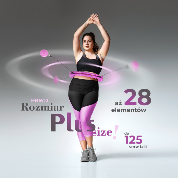 HHW12 HULA-HOOP-REIFEN PLUS SIZE VIOLET MIT MASSAGENOPPEN UND ZÄHLER HMS + SLIMMING-GURT BR163 BLACK