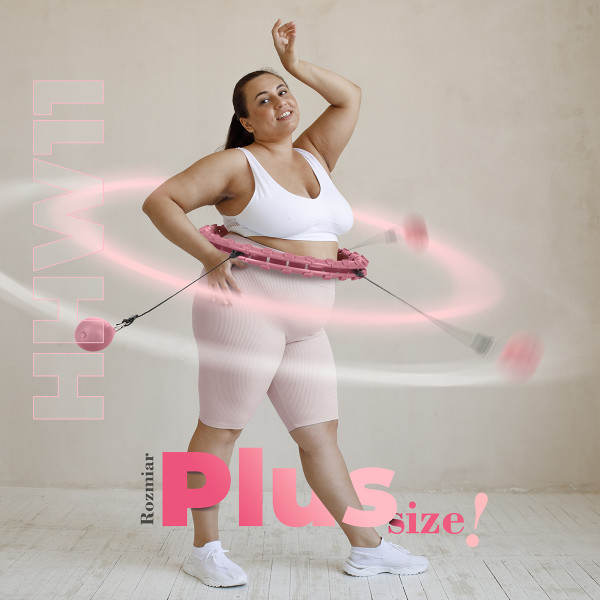 HULA-HOOP-REIFEN HHW11 LIGHT PINK MIT MASSAGENOPPEN UND SCHWERKRAFTBALL + BR163 BLACK PLUS SIZE HMS